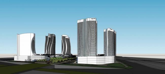 Sketchup综合体模型|超高层商业综合体，办公区，酒店，异形，现代风格