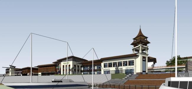 Sketchup商业模型|多层商业街，东南亚风格