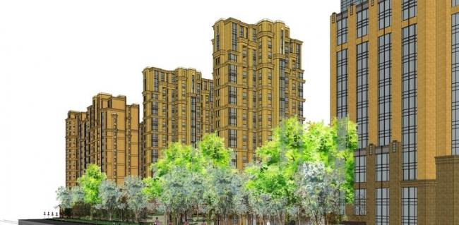 Sketchup住宅模型|高层住宅，小区，入口大堂，欧式，古典风格，居住建筑