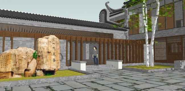Sketchup住宅模型|住宅，四合院，古建筑，庭院设计，中式风格