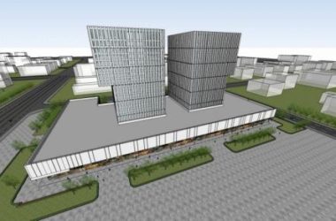 Sketchup办公模型|高层办公楼，酒店，现代风格，底层商业，商业裙房-BIM建筑网