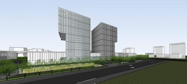 Sketchup办公模型|高层办公楼，酒店，现代风格，底层商业，商业裙房