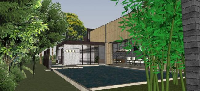 Sketchup景观模型|别墅带景观，新中式风格，独栋别墅，居住建筑