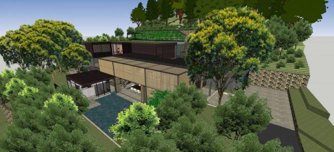 Sketchup景观模型|别墅带景观，新中式风格，独栋别墅，居住建筑