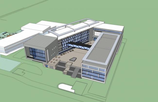 Sketchup学校模型|新华中学，多层学校，教学楼，教育建筑，现代风格