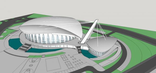 Sketchup文化模型|多层影剧院，现代风格，异形，体育观览，文化建筑