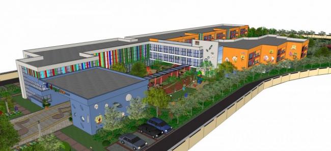 Sketchup学校模型|多层幼儿园，景观，教育建筑，现代风格