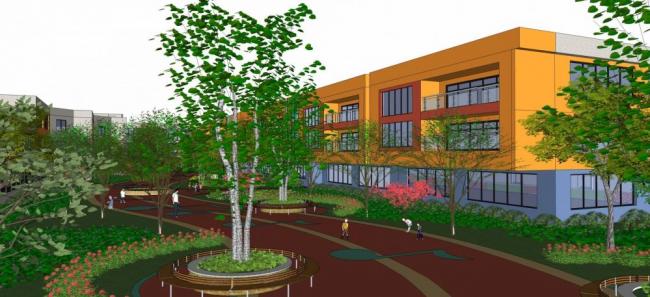 Sketchup学校模型|多层幼儿园，景观，教育建筑，现代风格