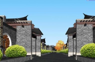 Sketchup商业模型|中式院落，仿古建筑群，多层商业街-BIM建筑网