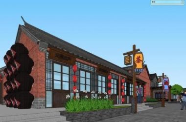 Sketchup商业模型|多层商业街，中式风格-BIM建筑网