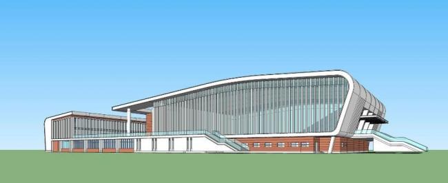 Sketchup体育馆模型|多层体育场馆，现代风格