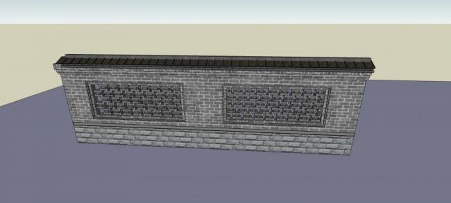 Sketchup素材模型|围墙，中式风格，景观墙，构件，素材