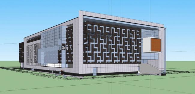 Sketchup文化模型|多层图书馆，文化建筑，现代风格