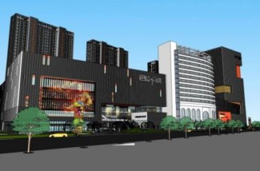 Sketchup综合体模型|巴陵·尚城商业综合体，高层酒店办公，多层商业裙房，现代风格-BIM建筑网