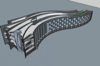 Sketchup酒店模型|多层弧形酒店，现代风格-BIM建筑网