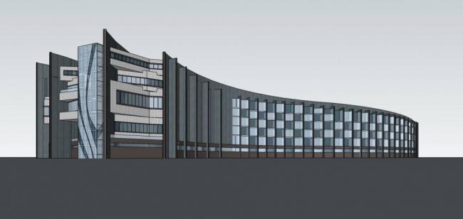 Sketchup酒店模型|多层弧形酒店，现代风格