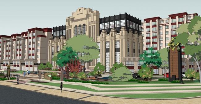 Sketchup商业模型|多层售楼处，古典风格，欧式，商业建筑，销售中心