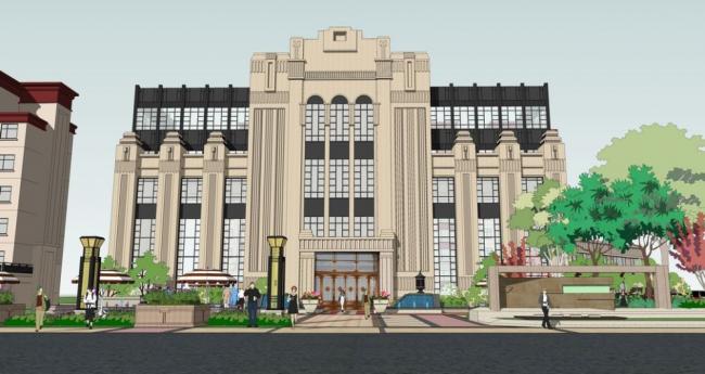 Sketchup商业模型|多层售楼处，古典风格，欧式，商业建筑，销售中心