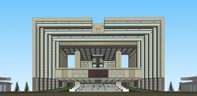 Sketchup办公模型|高层写字楼，政府军事行政机关办公楼，现代风格