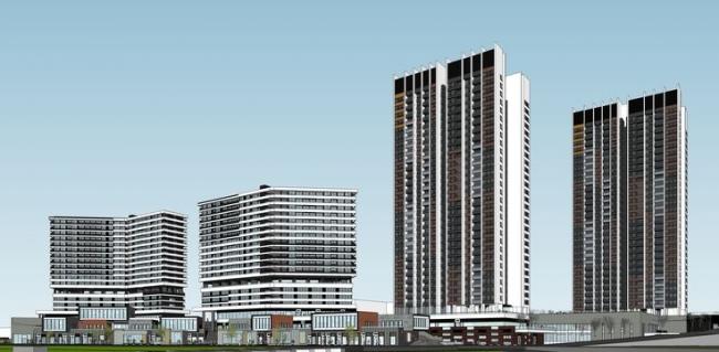 Sketchup综合体模型|商业综合体，高层住宅，办公，底层商业，现代风格，商业裙房