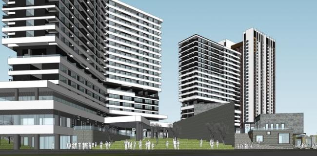 Sketchup综合体模型|商业综合体，高层住宅，办公，底层商业，现代风格，商业裙房