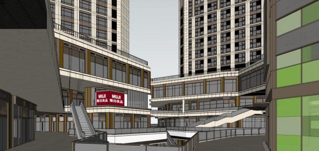 Sketchup综合体模型|多层高层混合，商业综合体，办公，现代风格