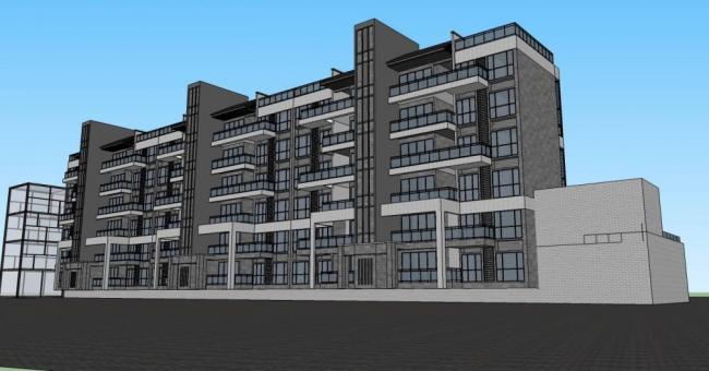 Sketchup住宅模型|多层商业住宅楼，居住建筑，商业裙房，新中式风格