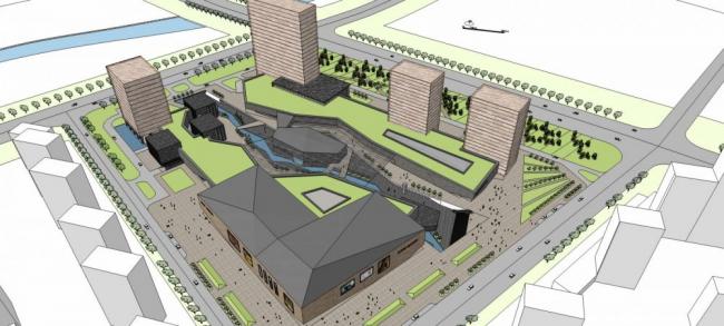 Sketchup综合体模型|coast综合体概念设计，高层酒店办公，多层商场，商业裙房，现代风格
