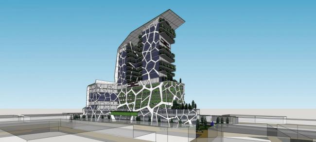 Sketchup办公模型|高层生态办公楼，写字楼，现代风格，异形，酒店