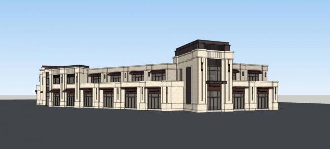 Sketchup商业模型|多层商业裙房，新古典风格