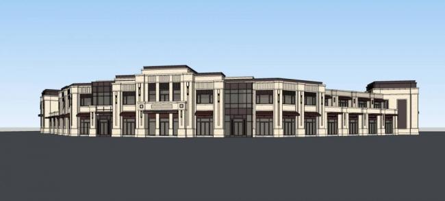 Sketchup商业模型|多层商业裙房，新古典风格