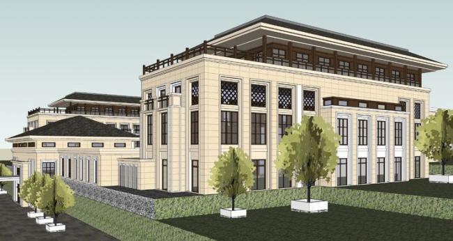 Sketchup酒店模型|多层生态度假酒店，会所，新中式风格