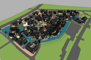 Sketchup酒店模型|多层度假小镇，酒店，中式风格-BIM建筑网