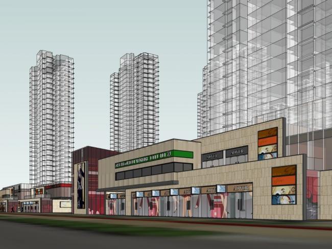 Sketchup综合体模型|商住综合体，底层商业，高层住宅，现代风格