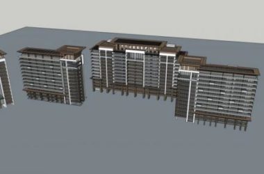 Sketchup住宅模型|高层公寓，居住建筑，现代风格-BIM建筑网