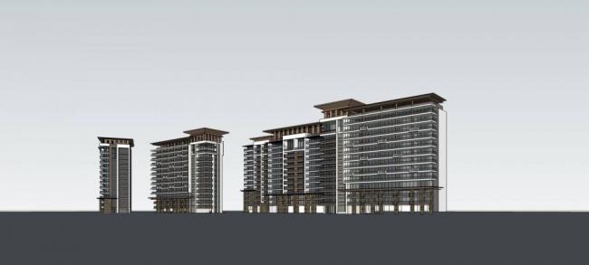 Sketchup住宅模型|高层公寓，居住建筑，现代风格