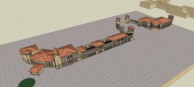 Sketchup商业模型|多层商业街，西班牙风格，古典风格