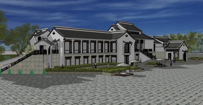 Sketchup酒店模型|多层酒店，中式风格