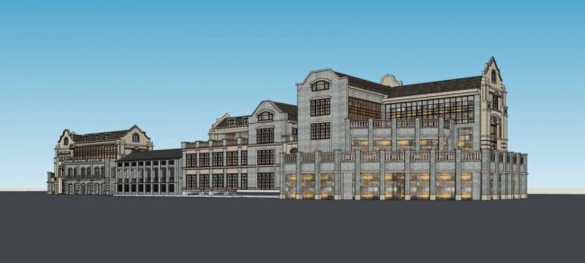 Sketchup商业模型|多层商业街，民国风格，中式风格