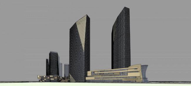 Sketchup综合体模型|超高层城市商业综合体，酒店办公，商业裙房，现代风格