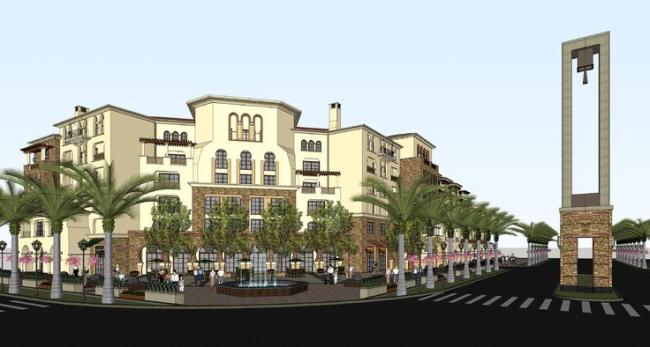 Sketchup商业模型|多层沿街商业，托斯卡纳风格，古典风格