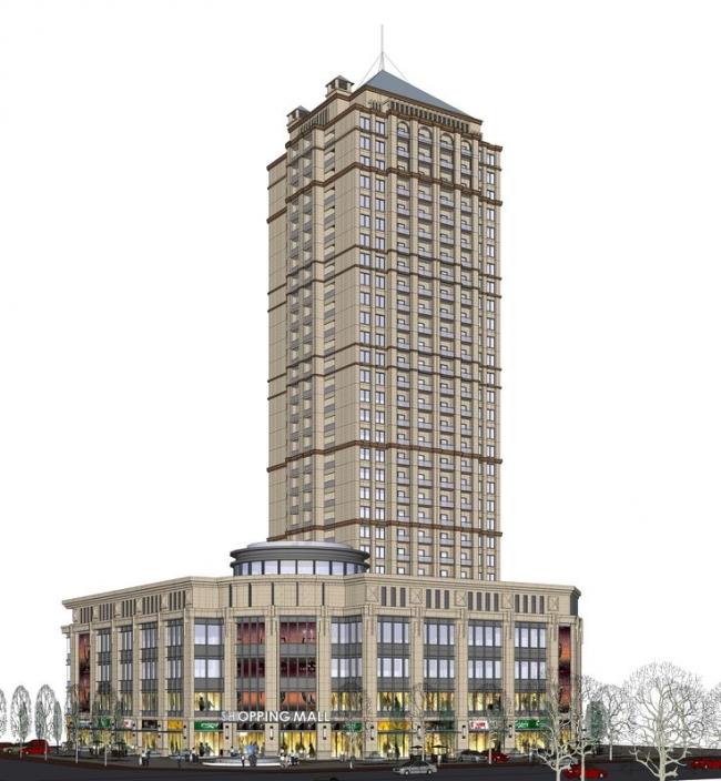 Sketchup商业模型|欧式风格，古典风格，底层商业，高层办公