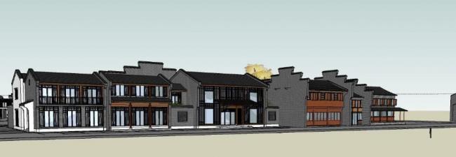 Sketchup商业模型|多层商业街，古建，中式风格