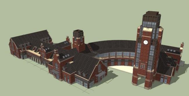 Sketchup商业模型|多层商业，会所入口，英式，古典风格