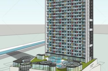 Sketchup办公模型|高层办公，写字楼，底层商业，现代风格-BIM建筑网