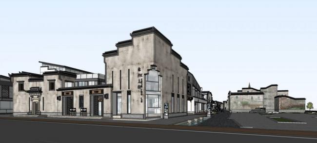 Sketchup商业模型|黄山国际黎阳老街，多层商业街，中式风格