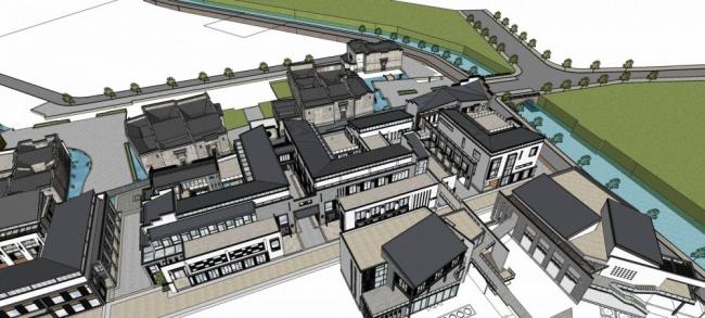 Sketchup商业模型|黄山国际黎阳老街，多层商业街，中式风格