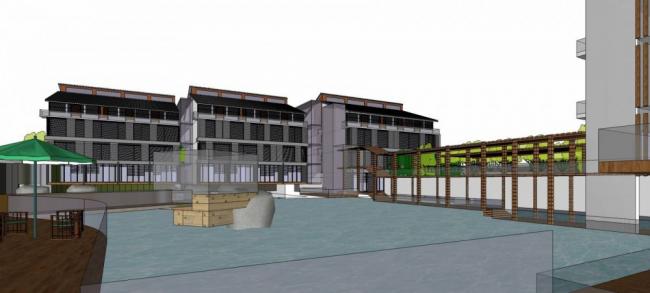 Sketchup酒店模型|武汉园林假日大酒店，多层度假酒店，中式风格