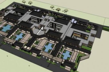 Sketchup酒店模型|大型度假会所，酒店，联排别墅，中式风格-BIM建筑网