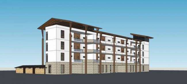 Sketchup住宅模型|多层住宅楼，居住建筑，东南亚风格